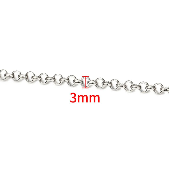 1 Piece 304 Stainless Steel Coffee Bean Chain Round Pearl Chain Cable Chain Jewelry Accessories