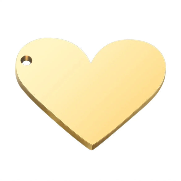 1 Piece 304 Stainless Steel Customization Laser Engraving Heart Shape Pendant