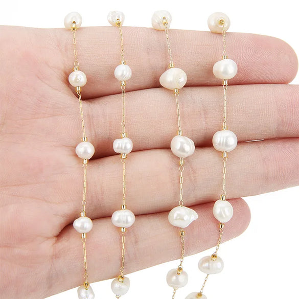 1 Piece 304 Stainless Steel Freshwater Pearl None 1 M Jewelry Accessories Chain