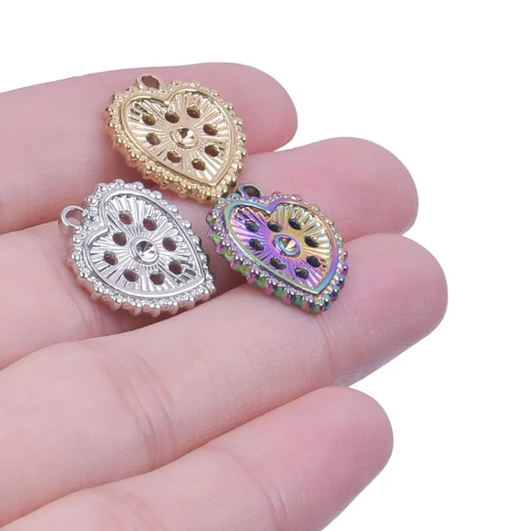 1 Piece 304 Stainless Steel Heart Shape Pendant