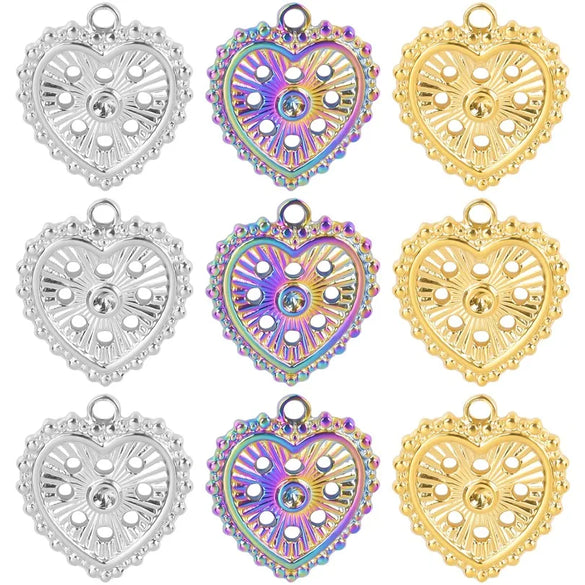 1 Piece 304 Stainless Steel Heart Shape Pendant