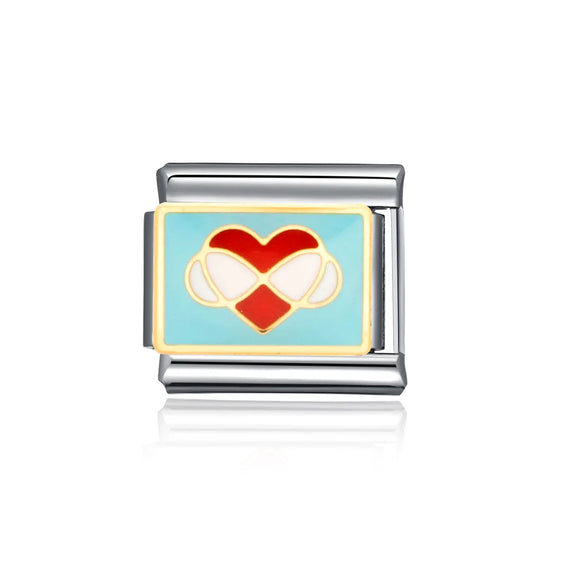 1 Piece 304 Stainless Steel Letter Heart Shape Italian Charms