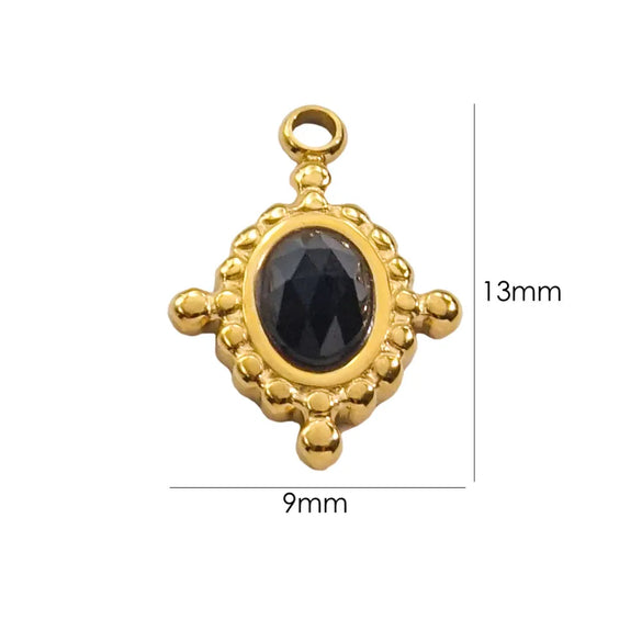 1 Piece 304 Stainless Steel Natural Stone 14K Gold Plated Starfish Heart Shape Key Pendant