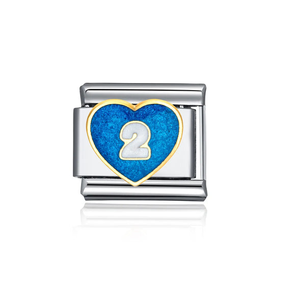 1 Piece 304 Stainless Steel Number Heart Shape Beads