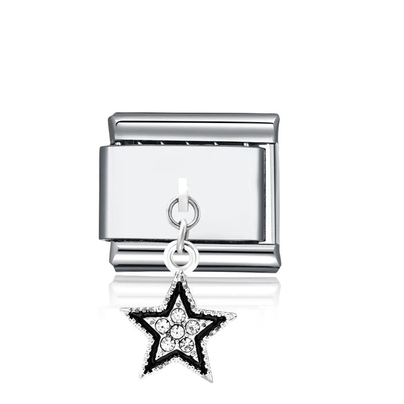 1 Piece 304 Stainless Steel Star Heart Shape Floral Italian Charms