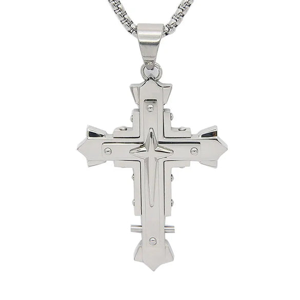 1 Piece 57*41mm Titanium Steel Cross Polished Pendant