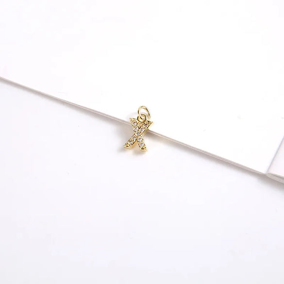 1 Piece 8*11.8mm Copper Zircon Letter Pendant
