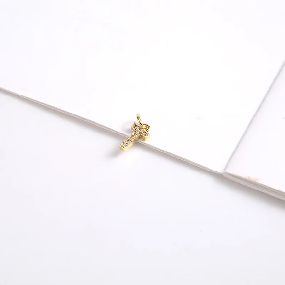 1 Piece 8*11.8mm Copper Zircon Letter Pendant