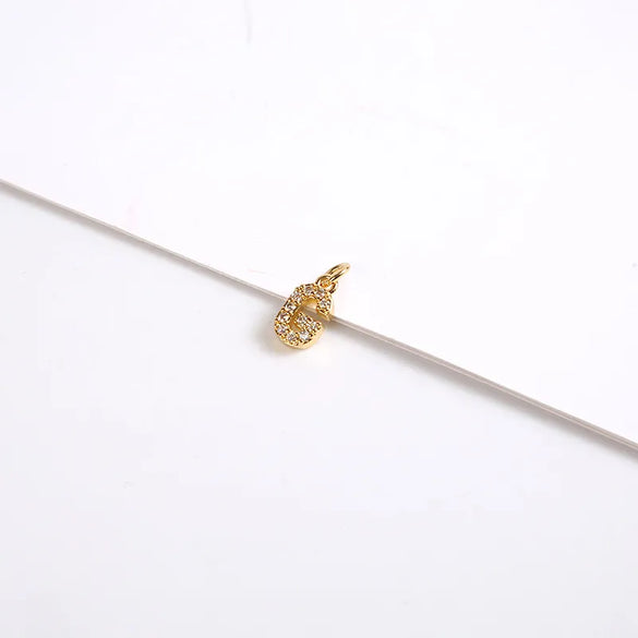 1 Piece 8*11.8mm Copper Zircon Letter Pendant