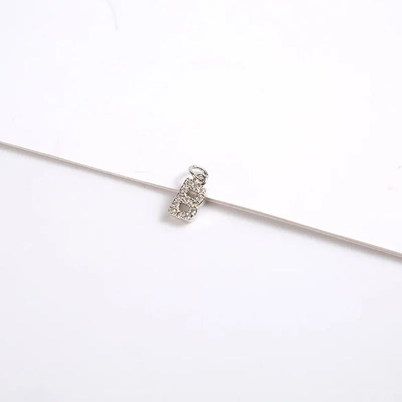 1 Piece 8*11.8mm Copper Zircon Letter Pendant