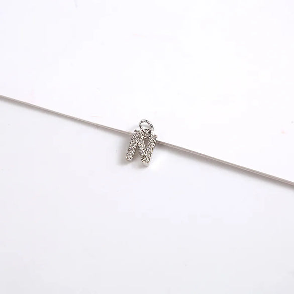 1 Piece 8*11.8mm Copper Zircon Letter Pendant