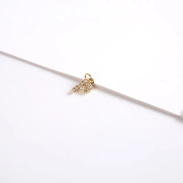 1 Piece 8*11.8mm Copper Zircon Letter Pendant
