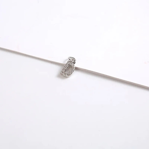1 Piece 8*11.8mm Copper Zircon Letter Pendant