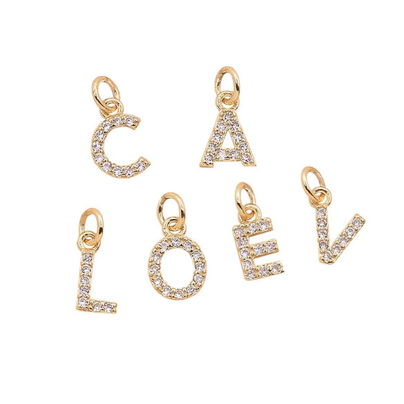 1 Piece 8*11.8mm Copper Zircon Letter Pendant
