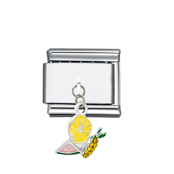 1 Piece 9*10mm 304 Stainless Steel Color Block Fruit Heart Shape Italian Charms