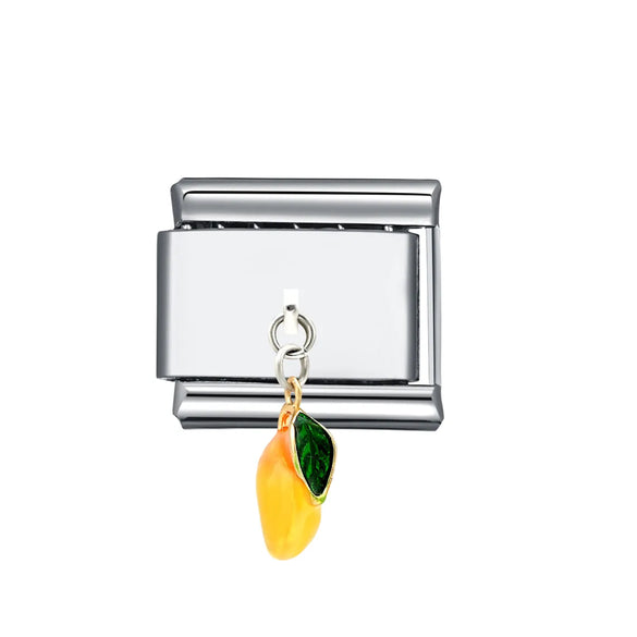 1 Piece 9*10mm 304 Stainless Steel Color Block Fruit Heart Shape Italian Charms