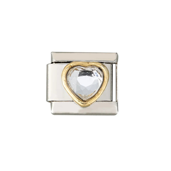 1 Piece 9*10mm 304 Stainless Steel Color Block Heart Shape Italian Charms