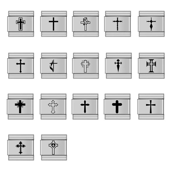 1 Piece 9*10mm 304 Stainless Steel Cross Italian Charms