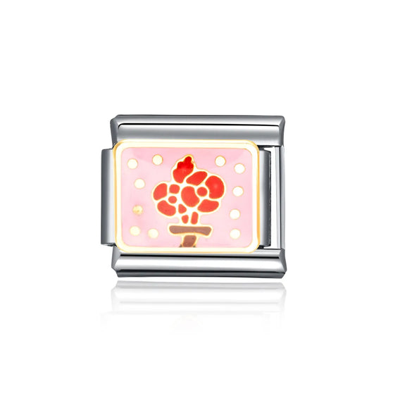 1 Piece 9*10mm 304 Stainless Steel Heart Shape Cat Flower Italian Charms