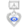 1 Piece 9*10mm 304 Stainless Steel Zircon Heart Shape Eye Italian Charms