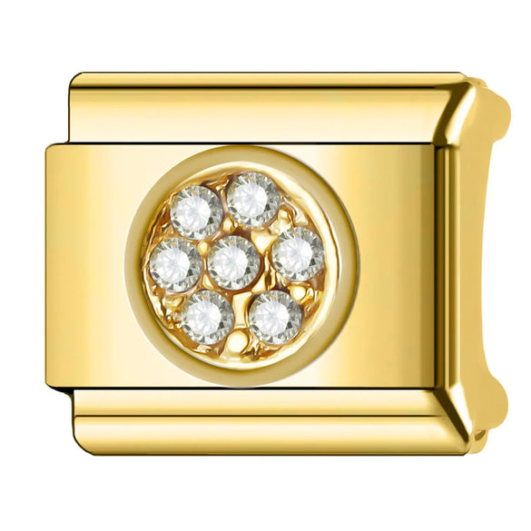 1 Piece 9*10mm Titanium Steel Copper Zircon Geometric Letter Italian Charms