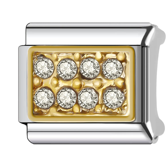 1 Piece 9*10mm Titanium Steel Copper Zircon Geometric Letter Italian Charms