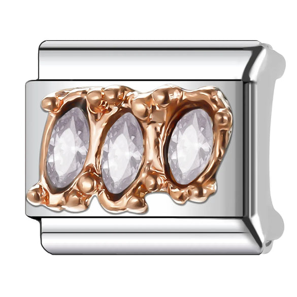 1 Piece 9*10mm Titanium Steel Copper Zircon Geometric Letter Italian Charms