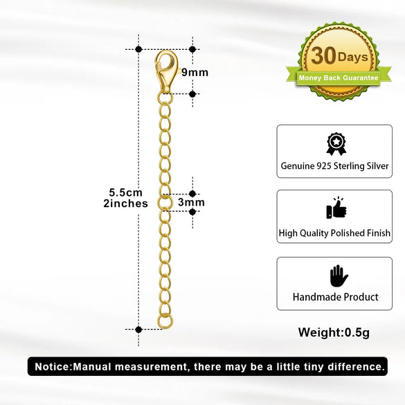 1 Piece 925 Sterling Silver Extension Chain Chain Classic Style Geometric