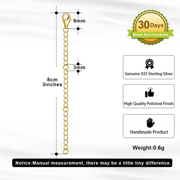 1 Piece 925 Sterling Silver Extension Chain Chain Classic Style Geometric