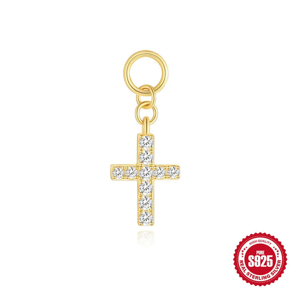 1 Piece 925 Sterling Silver Zircon 925 Sterling Silver Earrings Cross Drop Earrings