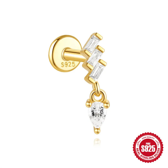 1 Piece 925 Sterling Silver Zircon 925 Sterling Silver Earrings Geometric Devil'S Eye Ear Studs