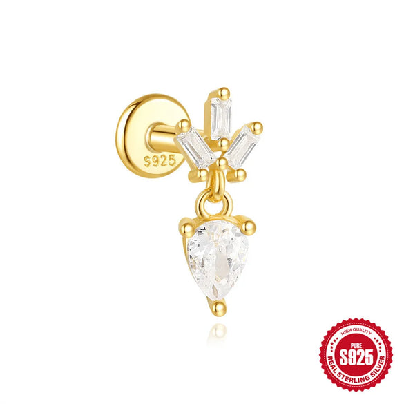 1 Piece 925 Sterling Silver Zircon 925 Sterling Silver Earrings Geometric Devil'S Eye Ear Studs