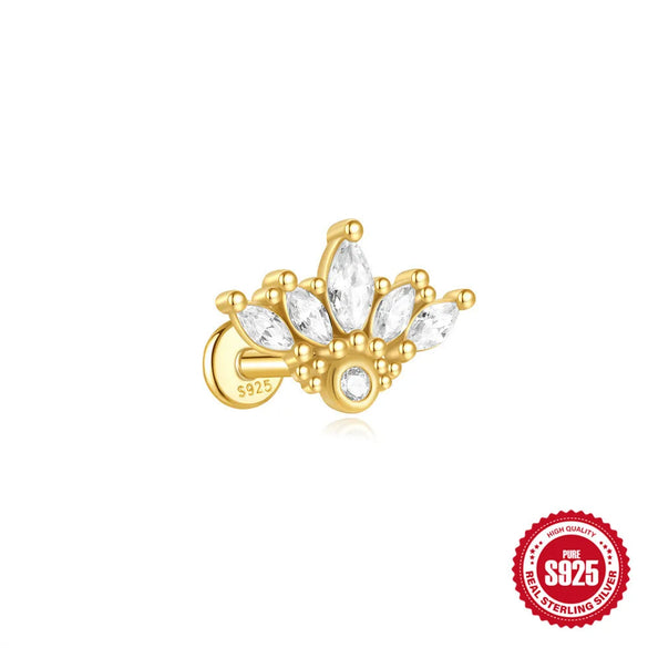 1 Piece 925 Sterling Silver Zircon 925 Sterling Silver Earrings Geometric Devil'S Eye Ear Studs