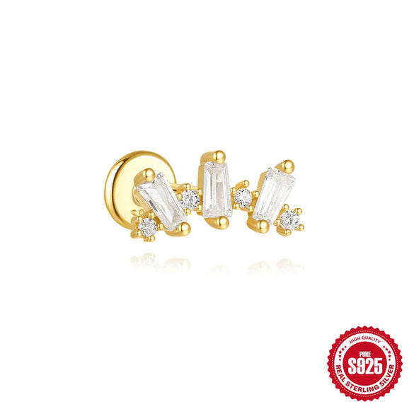 1 Piece 925 Sterling Silver Zircon 925 Sterling Silver Earrings Geometric Devil'S Eye Ear Studs