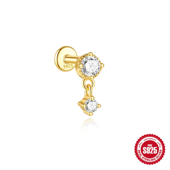 1 Piece 925 Sterling Silver Zircon 925 Sterling Silver Earrings Star Heart Shape Ear Studs