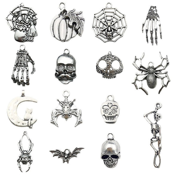 1 Piece Alloy Moon Spider Web Skull Pendant