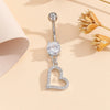 1 Piece Belly Rings Simple Style Classic Style Heart Shape 304 Stainless Steel Inlay Zircon