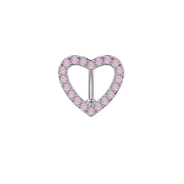 1 Piece Belly Rings Simple Style Classic Style Heart Shape 316 Stainless Steel  Inlay Zircon Belly Rings