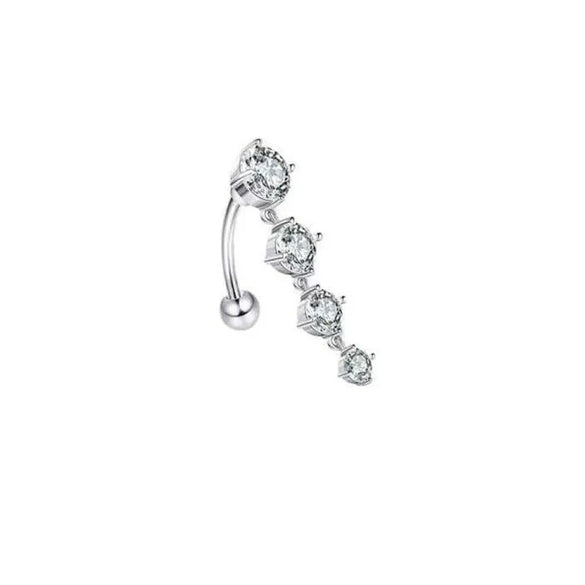 1 Piece Belly Rings Simple Style Classic Style Heart Shape 316 Stainless Steel  Inlay Zircon Belly Rings