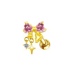 1 Piece Casual Elegant Tropical Heart Shape Bow Knot Rhinestone Plating Inlay 304 Stainless Steel Copper Gem Rhinestones Zircon 18K Gold Plated Cartilage Earrings