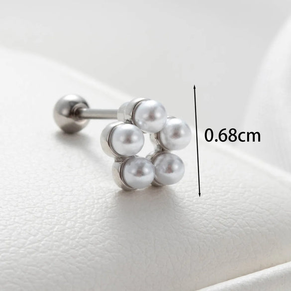 1 Piece Casual French Style Korean Style Water Droplets Pearl Flower Inlay Copper Zircon Ear Studs