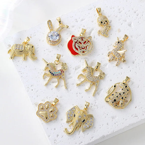 1 Piece Copper Rhinestones Animal Pendant