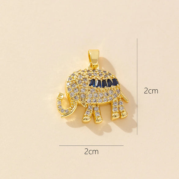 1 Piece Copper Rhinestones Elephant Pendant