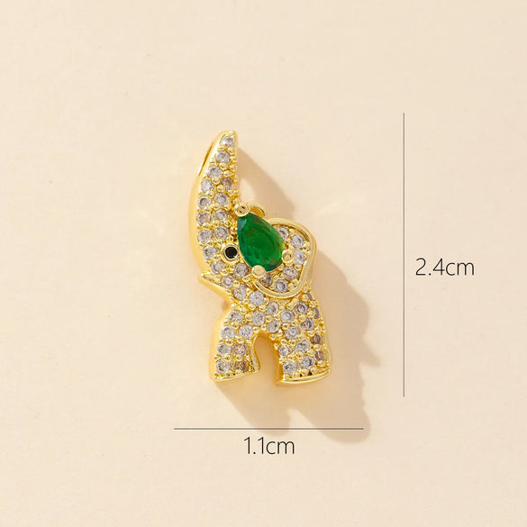 1 Piece Copper Rhinestones Elephant Pendant
