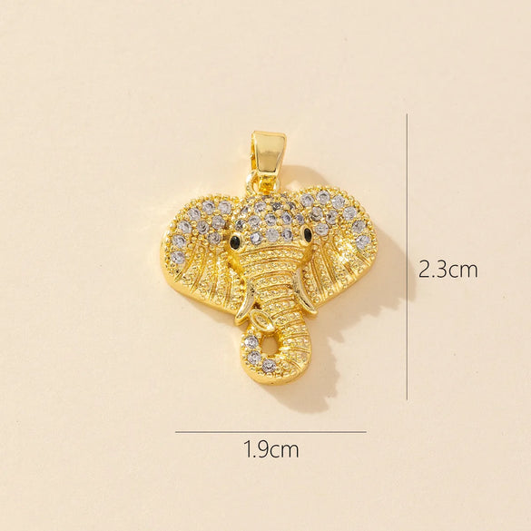 1 Piece Copper Rhinestones Elephant Pendant