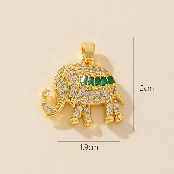 1 Piece Copper Rhinestones Elephant Pendant