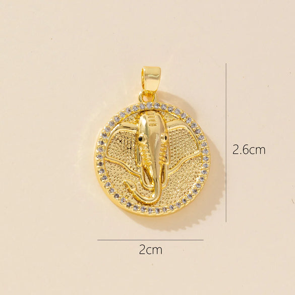 1 Piece Copper Rhinestones Elephant Pendant