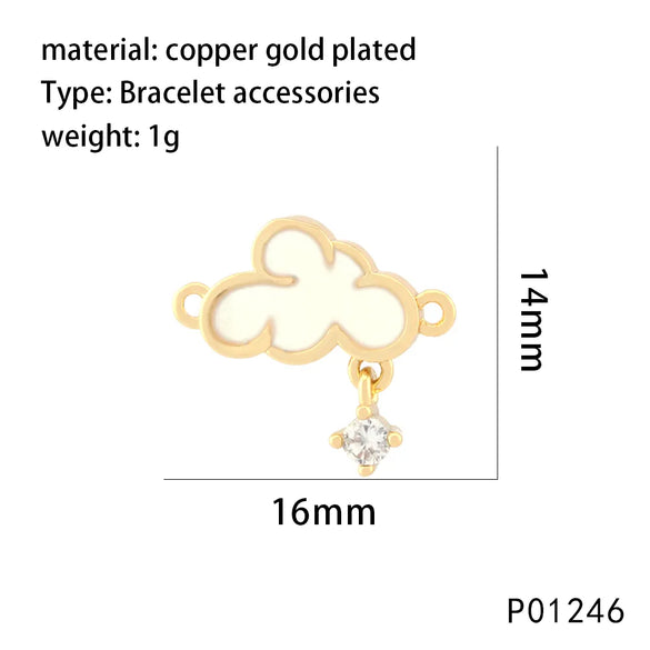 1 Piece Copper Zircon 18K Gold Plated Clouds Animal Devil'S Eye Pendant Chain