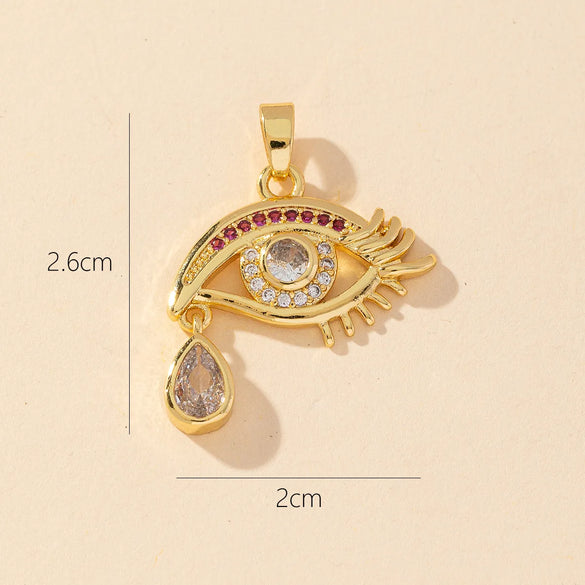 1 Piece Copper Zircon Color Block Pendant