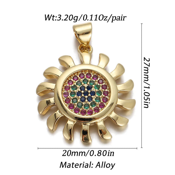 1 Piece Copper Zircon Color Block Pendant